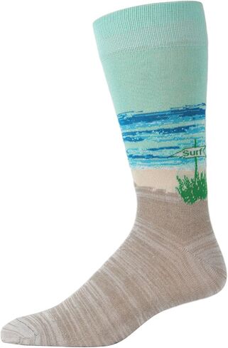 Memoi Men's Surf's Up Beach Rayon Crew Socks in Kuwait