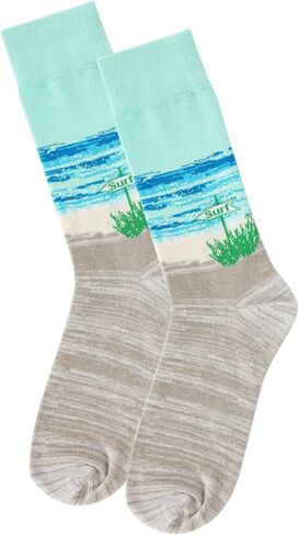 Memoi Men's Surf's Up Beach Rayon Crew Socks in Kuwait