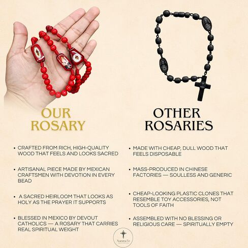 Rosarios de San Judas Tadeo made of pine wood - Rosarios catolicos para recuerdos - Rosario de San Judas Tadeo - Recuerdos de San Judas Tadeo Necklace - Escapularios catolicos Saint Jude in Kuwait