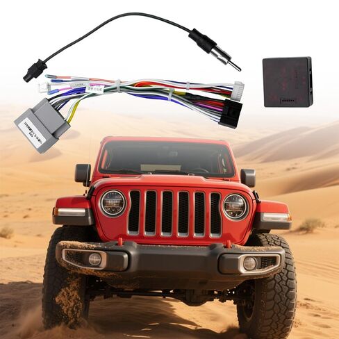 16pin Car Stereo Radio Power Retrofit Wiring Harness Adatper Fit for Jeep Wrangler Cherokee Compass Grand Patriot Dodge Caliber Voyager w/Can Bus in Saudi Arabia