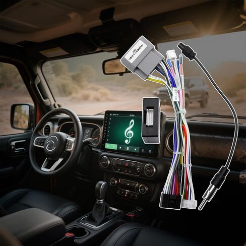 16pin Car Stereo Radio Power Retrofit Wiring Harness Adatper Fit for Jeep Wrangler Cherokee Compass Grand Patriot Dodge Caliber Voyager w/Can Bus in Saudi Arabia