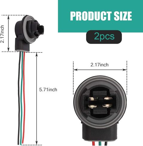 2 PCS Car Brake Light Socket, Waterproof Soft Automotive Turn Signal Light Socket Replacements, Universal Vehicle Daytime Running Light Wire Harness Pigtail (Multicolored #3157B) in Saudi Arabia