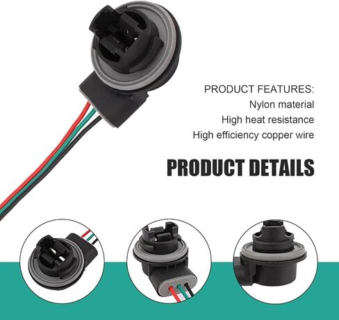 2 PCS Car Brake Light Socket, Waterproof Soft Automotive Turn Signal Light Socket Replacements, Universal Vehicle Daytime Running Light Wire Harness Pigtail (Multicolored #3157B) in Saudi Arabia