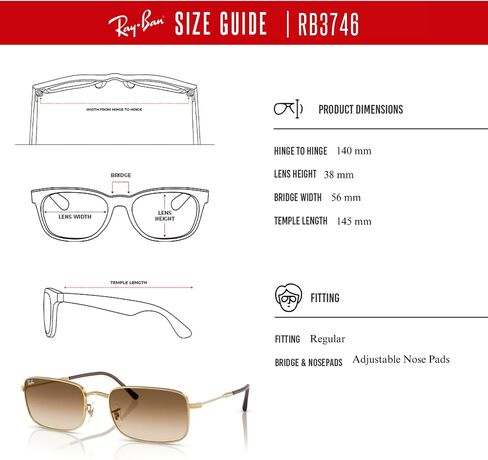 Ray-Ban RB3746 Rectangle Sunglasses for Men for Women + BUNDLE WIth Designer iWear Complimentary Eyewear Kit in Saudi Arabia