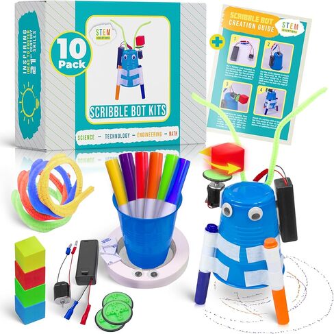 DIY Doodle Scribble Bot Kit 1 Pack – Drawing Motorized Doodle Art Robot Projects for Kids - STEM & STEAM Robotics Activity in Kuwait