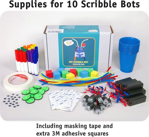 DIY Doodle Scribble Bot Kit 1 Pack – Drawing Motorized Doodle Art Robot Projects for Kids - STEM & STEAM Robotics Activity in Kuwait