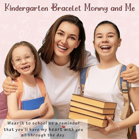 SmileBelle اليوم الأول من سوار المدرسة لأمي وابنها، أسود اليوم الأول من أساور الديناصورات رياض الأطفال اليوم الأول من مجوهرات القلب ما قبل المدرسة سوار الأم والابنة والابنة كهدايا العودة إلى المدرسة in Kuwait