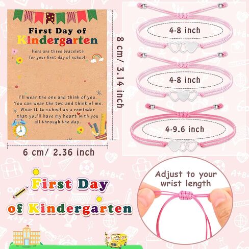 SmileBelle اليوم الأول من سوار المدرسة لأمي وابنها، أسود اليوم الأول من أساور الديناصورات رياض الأطفال اليوم الأول من مجوهرات القلب ما قبل المدرسة سوار الأم والابنة والابنة كهدايا العودة إلى المدرسة in Kuwait