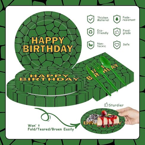 168pcs Turtle Birthday Party Supplies Turtle Plates Napkins Paper Disposable Cup Green Forks Birthday Party Decorations Tableware Set Sever 24 Guests in Saudi Arabia