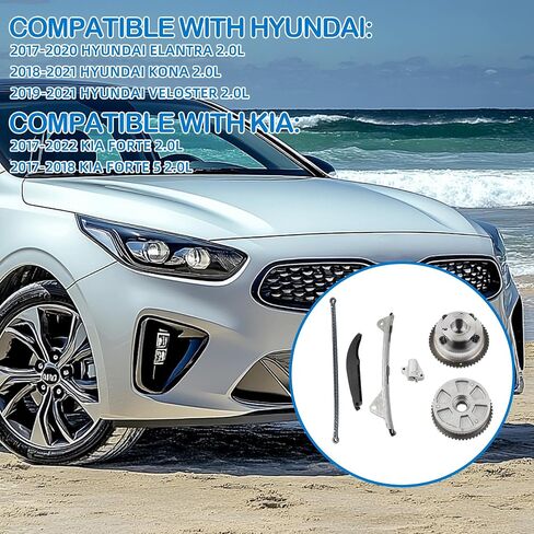 244202e000 مجموعة سلسلة التوقيت W/CVVT Gear Sprockets متوافق مع 2017-2021 Hyundai Elantra Kona Veloster 2017-2022 Kia Forte 2.0L 24420-000 244102e000 in Saudi Arabia
