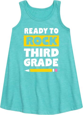 Instant Message - Ready to Rock Third Grade - Toddler and Youth Girls A-line Dress in Saudi Arabia