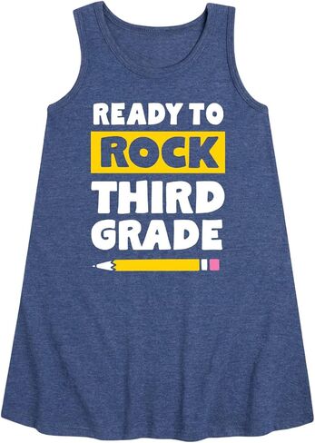 Instant Message - Ready to Rock Third Grade - Toddler and Youth Girls A-line Dress in Saudi Arabia