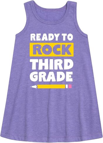 Instant Message - Ready to Rock Third Grade - Toddler and Youth Girls A-line Dress in Saudi Arabia