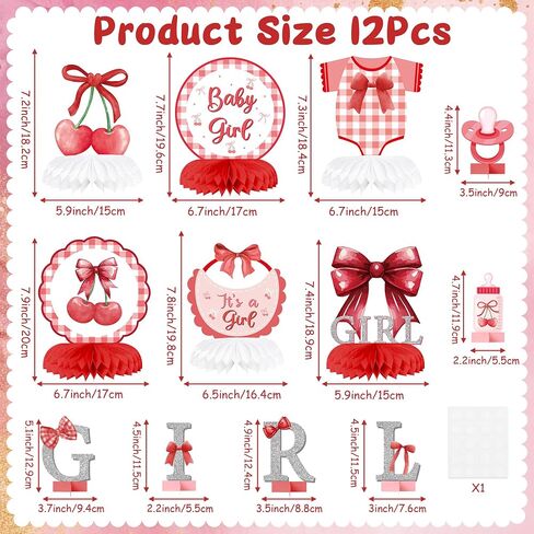 Pink Bow Baby Baby Party قرص قرص العسل المركزي ، إنها فتاة زخرفة طاولة Boy Coquette Coquette in Kuwait