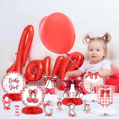Pink Bow Baby Baby Party قرص قرص العسل المركزي ، إنها فتاة زخرفة طاولة Boy Coquette Coquette in Kuwait