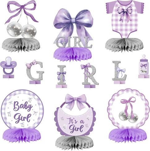 Pink Bow Baby Baby Party قرص قرص العسل المركزي ، إنها فتاة زخرفة طاولة Boy Coquette Coquette in Kuwait