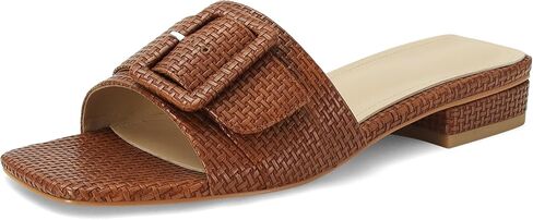 Raffia Slide Sandals for Women Woven Sandal Square Toe Slipper Slip on Chunky Heel Espadrille Buckle Comfortable Casual Beach Shoes Block Heels in Kuwait