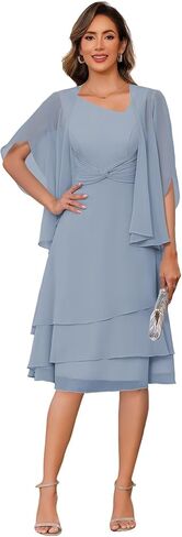 Clothfun chiffon 2 قطعة أم لباس العروس 2025 فستان ضيف الزفاف المطوي in Kuwait