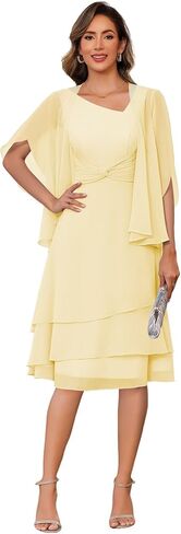 Clothfun chiffon 2 قطعة أم لباس العروس 2025 فستان ضيف الزفاف المطوي in Kuwait