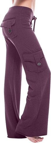 SHOPESSA Cargo Pants Women High Waist Bootcut Yoga Pants with Pockets Stretchy Baggy Wide Leg Trousers Fashion Streetwear in Saudi Arabia