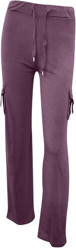 SHOPESSA Cargo Pants Women High Waist Bootcut Yoga Pants with Pockets Stretchy Baggy Wide Leg Trousers Fashion Streetwear in Saudi Arabia