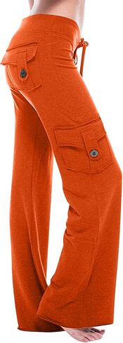 SHOPESSA Cargo Pants Women High Waist Bootcut Yoga Pants with Pockets Stretchy Baggy Wide Leg Trousers Fashion Streetwear in Saudi Arabia