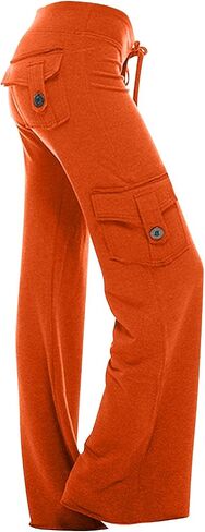 SHOPESSA Cargo Pants Women High Waist Bootcut Yoga Pants with Pockets Stretchy Baggy Wide Leg Trousers Fashion Streetwear in Saudi Arabia