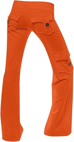SHOPESSA Cargo Pants Women High Waist Bootcut Yoga Pants with Pockets Stretchy Baggy Wide Leg Trousers Fashion Streetwear in Saudi Arabia