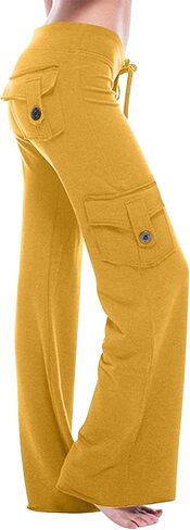 SHOPESSA Cargo Pants Women High Waist Bootcut Yoga Pants with Pockets Stretchy Baggy Wide Leg Trousers Fashion Streetwear in Saudi Arabia
