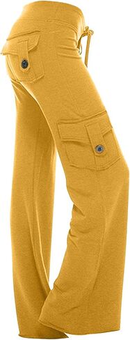 SHOPESSA Cargo Pants Women High Waist Bootcut Yoga Pants with Pockets Stretchy Baggy Wide Leg Trousers Fashion Streetwear in Saudi Arabia