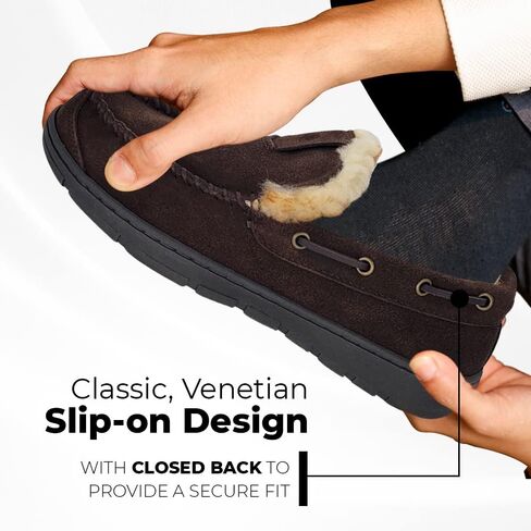 Clarks Mens Suede Venetian Moccasin Slipper LB0534 - بطانة الفراء الفاخرة الدافئة - النعال الداخلية في الهواء الطلق للرجال in Saudi Arabia