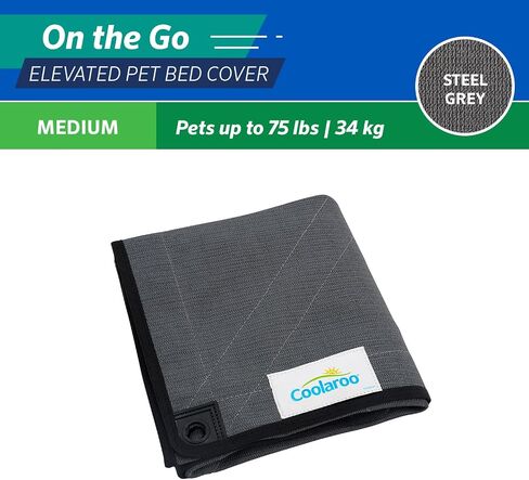 Coolaroo On The Go Cooling Elevated Dog Bed Replacement Cover, Portable for Travel & Camping, Collapsible for Storage, King, Steel Grey in Saudi Arabia