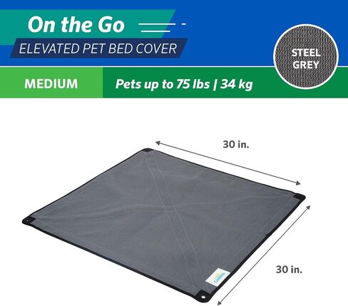 Coolaroo On The Go Cooling Elevated Dog Bed Replacement Cover, Portable for Travel & Camping, Collapsible for Storage, King, Steel Grey in Saudi Arabia