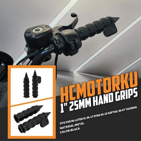 Motorcycle 1 inch Hand Grips 25mm Non-Slip Handlebar Throttle Grips Fit for Harley Street Glide Road King Electra Glide Softail Fatboy Dyna Sportster XL883 (Black) in Saudi Arabia