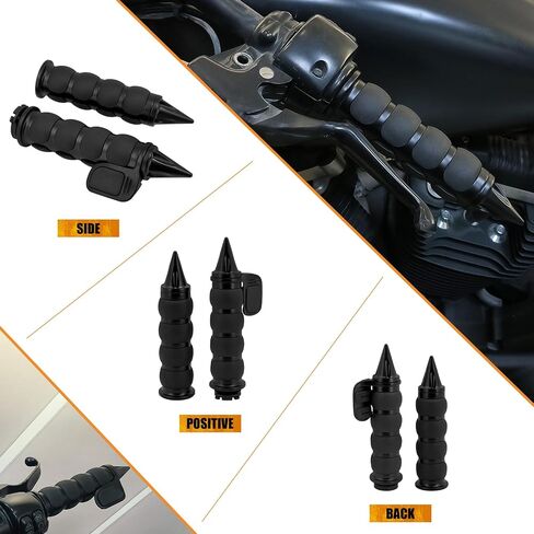 Motorcycle 1 inch Hand Grips 25mm Non-Slip Handlebar Throttle Grips Fit for Harley Street Glide Road King Electra Glide Softail Fatboy Dyna Sportster XL883 (Black) in Saudi Arabia
