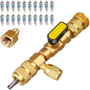 Valve Core Remover Tool - Dual Size SAE 1/4 & 5/16 Port Valve Core Remover/Installer Exclusive for Home HVAC (R22 R12 R407 R32 R404 R410A R600 Compatible, Not for A/C Use) with 20 PCS Valve Cores in Saudi Arabia