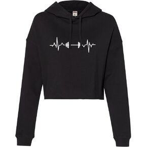 Go All Out Barbell Heartbeat Weightlifting Gym Workout Gift Idea Women Cropped Hooded Sweatshirt in Saudi Arabia