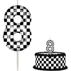 Racing Cars Birthday Candle, Black White Checkered Candles Number 2 Candle Happy Birthday Candles for Cake Cute Cake Toppers for Boys Girls Race Car Themed Birthday Party Decorations Supplies in Saudi Arabia