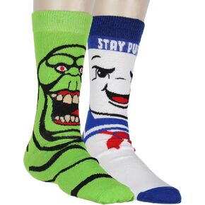 Hyp Ghostbusters Men's Novelty The Stay-Puft Marshmallow Man and Slimer Big Face Character 2 Pack Crew Socks Shoe Size 6-12 in Kuwait