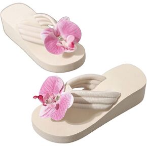 Verdusa Women's 3D Floral Platform Sandals Holiday Wedge Sandals Beach Flip Flops in Saudi Arabia
