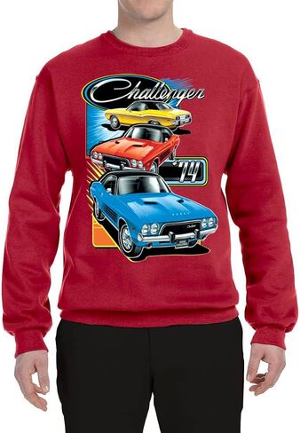 Wild Bobby Retro 74 Challenger Vintage Dodge Car Trio Cars and Trucks Unisex Crewneck Graphic Sweatshirt in Saudi Arabia