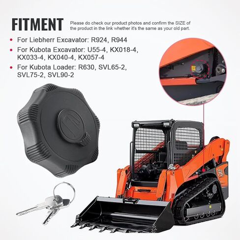 GZYF 7414913 Fuel Tank Cap 7041664 For Kubota Loader R630, SVL65-2, SVL75-2, SVL90-2, Black,(Note: Please check the product size) in Saudi Arabia