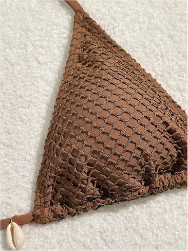 SOLY HUX Women's 3 Piece Swimsuit Fishnet Halter Triangle String Bikini Set Bathing Suit with Cover Up Beach Skirt in Saudi Arabia