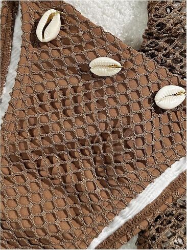 SOLY HUX Women's 3 Piece Swimsuit Fishnet Halter Triangle String Bikini Set Bathing Suit with Cover Up Beach Skirt in Saudi Arabia
