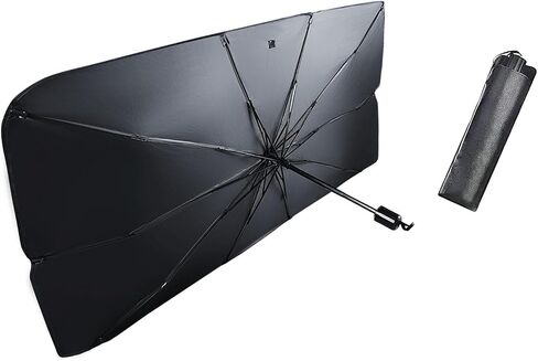 1 PC Mindshield Sun Shade Smbrella ، حماية من أشعة الشمس وعزل حراري شاشة الزجاج الأمامي المظلة Sunshade ، 55 "× 31" حماية قابلة للطي قابلة للطي ، لمعظم السيارات (الفضة) in Kuwait