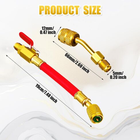 Mudder 7 Pcs Air Conditioning Refrigerant Compact Ball Valve 1/4 Inch for R410A R134A R12 R22 HVAC Adapter 5/16Inch Female to 1/4Inch Male Flare (3 Hose Globe Valve,4 Angle Adapter) in Saudi Arabia