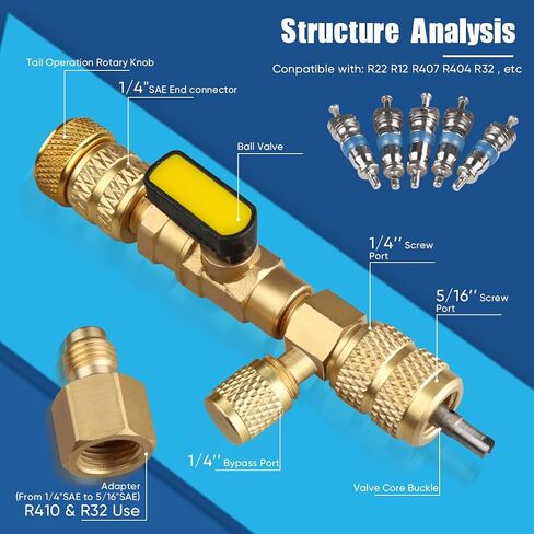 أداة مزيل الصمام الأساسية - حجم مزدوج SAE 1/4 و 5/16 مزيل/تثبيت CORE VALVE PORT الحصري لـ HOM in Saudi Arabia