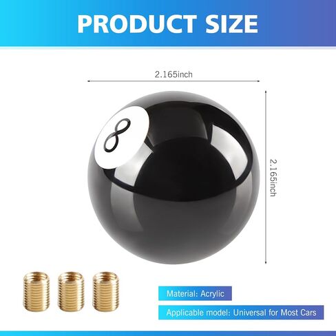1 PC 8 BALL SHIFT KNOB ، مقبض رافعة التحول اليدوي للسيارات مع 3 محولات ، مناسبة لمعظم M8X1.25 M10X1.5 M10X1.25 M12X1.25 نماذج سيارة نقل يدوي (أسود) in Saudi Arabia