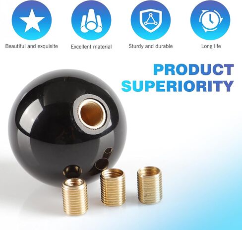 1 PC 8 BALL SHIFT KNOB ، مقبض رافعة التحول اليدوي للسيارات مع 3 محولات ، مناسبة لمعظم M8X1.25 M10X1.5 M10X1.25 M12X1.25 نماذج سيارة نقل يدوي (أسود) in Saudi Arabia