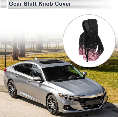 1 PC Universal Gear Shift Cover Cover Automotive Manual Stick Chifting Handle Grotector Flower Hoodie Style Black ، Pink Polyester in Saudi Arabia